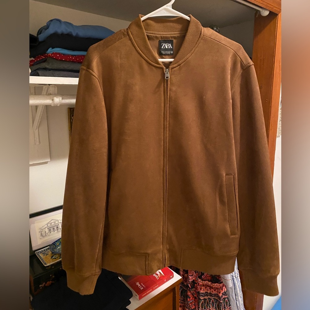 Zara men’s faux suede bomber jacket